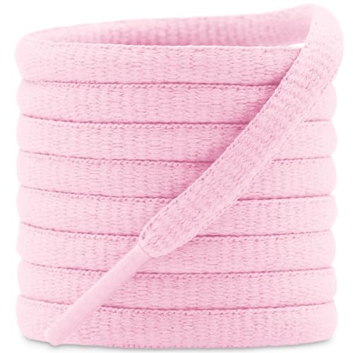 DELELE 2 Pair Oval Shoes laces Half Round 1/4" Athletic Shoelaces Shoe Strings Pink-51 inch - Image 1