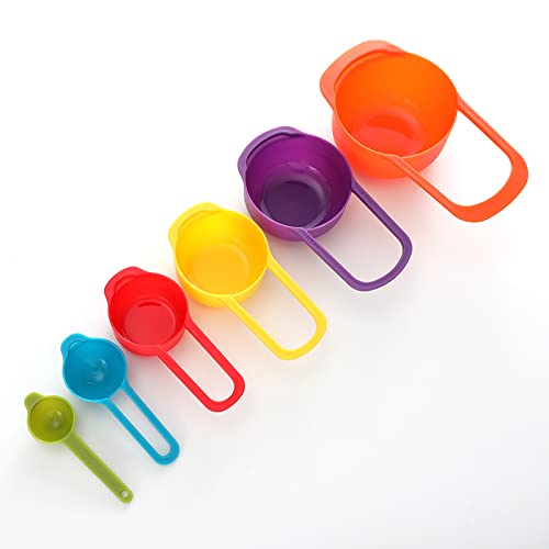 KolorFish 6 Piece Measuring Cups and Spoons Set, Colored Kitchen Measure Tools, Durable Nesting Cups and Spoons for Dry and Liquid, Dishwasher Safe - Image 4