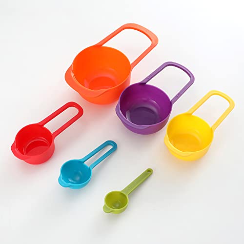 KolorFish 6 Piece Measuring Cups and Spoons Set, Colored Kitchen Measure Tools, Durable Nesting Cups and Spoons for Dry and Liquid, Dishwasher Safe - Image 5