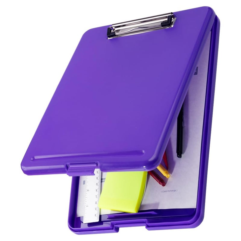 JAM PAPER Plastic Storage Clipboards with Metal Clip Letter Size 9 x 13 Storage Compartment Violet Purple Clip Board Sold Individually - Image 2