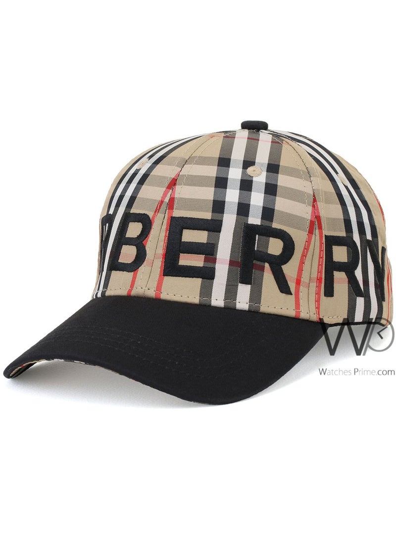 BURBERRY Burberry Baseball Cap Beige Black Motif Icon Stripe Cotton Hat - Image 1