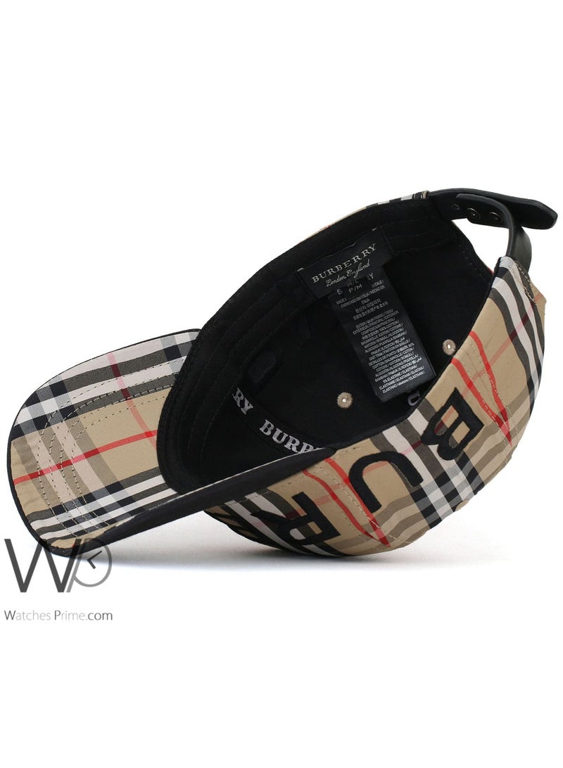 BURBERRY Burberry Baseball Cap Beige Black Motif Icon Stripe Cotton Hat - Image 4