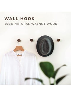 Y&D Natural Wooden Wall Hooks - Pack of 4 Mounted Modern Hook Handmade Decorative Coat Pegs Minimalist for Hanging Hat Coats (Black Walnut Wood)  - Image 3