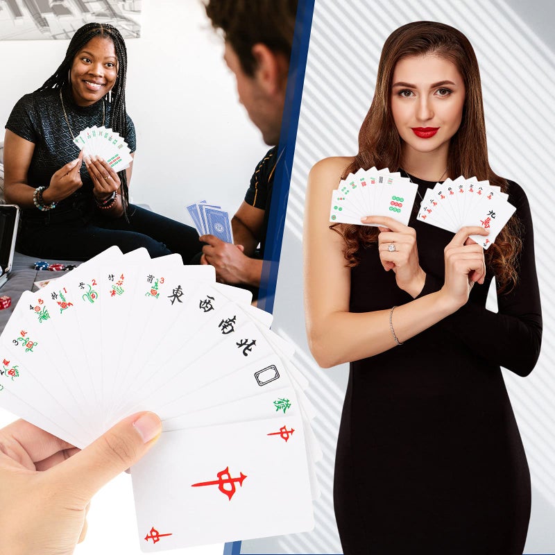 Civaner Mahjong Playing Cards Chinese Mahjong 2025 American Games Large Print Handheld Poker Mahjong Cards with 4 Dices Home Table Game - Image 5