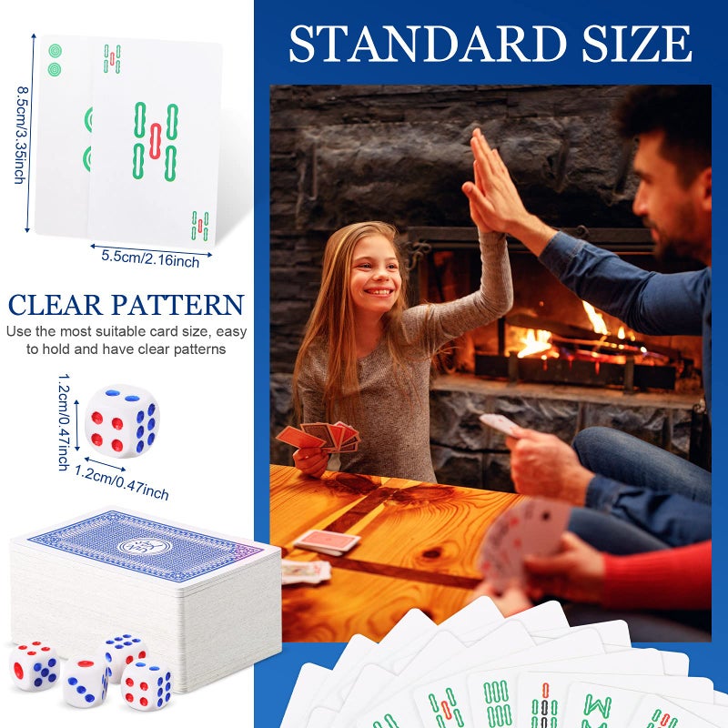 Civaner Mahjong Playing Cards Chinese Mahjong 2025 American Games Large Print Handheld Poker Mahjong Cards with 4 Dices Home Table Game - Image 2