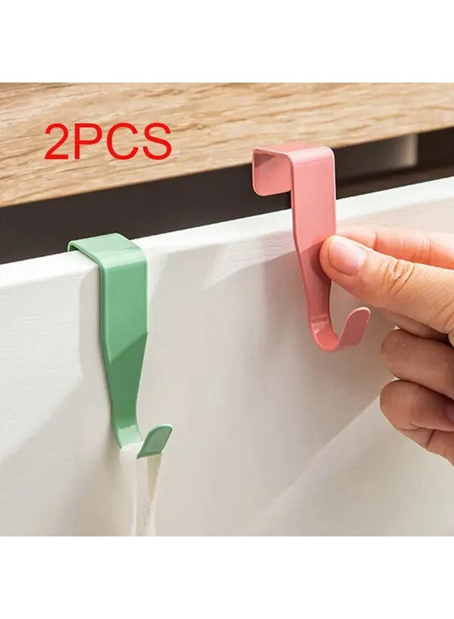 2 Pcs Green Over The Door Hooks Easy Install Metal Storage Hangers For Kitchen Office - Image 2