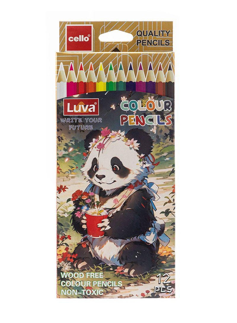 Cello 12 Pack Wooden Colored Pencils, Eco-Friendly and Made from Recyclable Materials – Ideal for Drawing, Sketching, and Coloring, Perfect Art Supplies for School and Office - Image 1