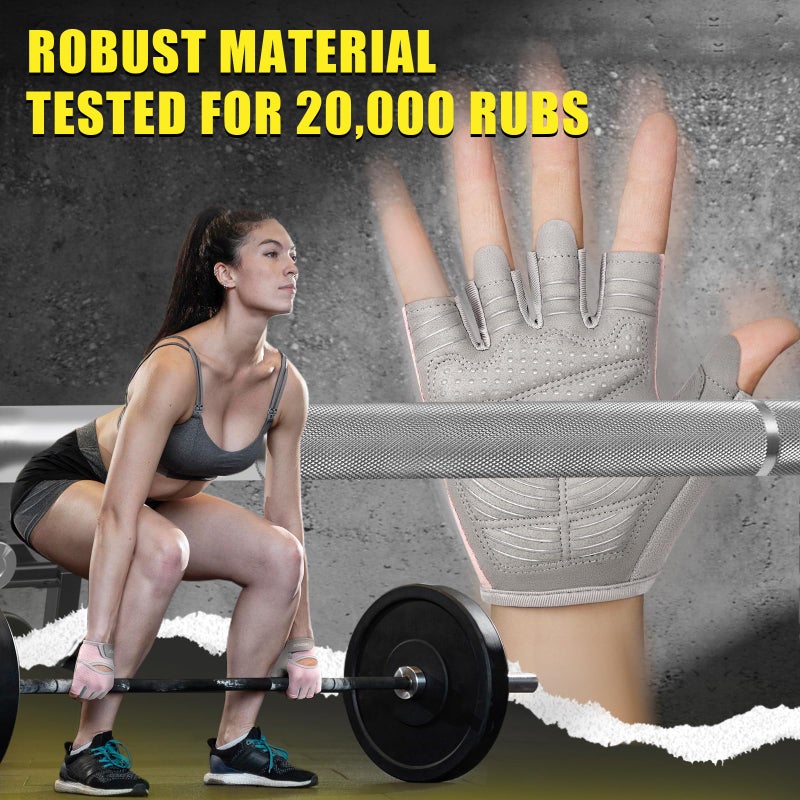 HOZMOZ Ventilated Weight Lifting Gloves, Thick Padded Workout Gym Gloves with Full Palm Protection & Grip & Shock Absorption for Women & Men's Fitness Exercise Training - Image 2