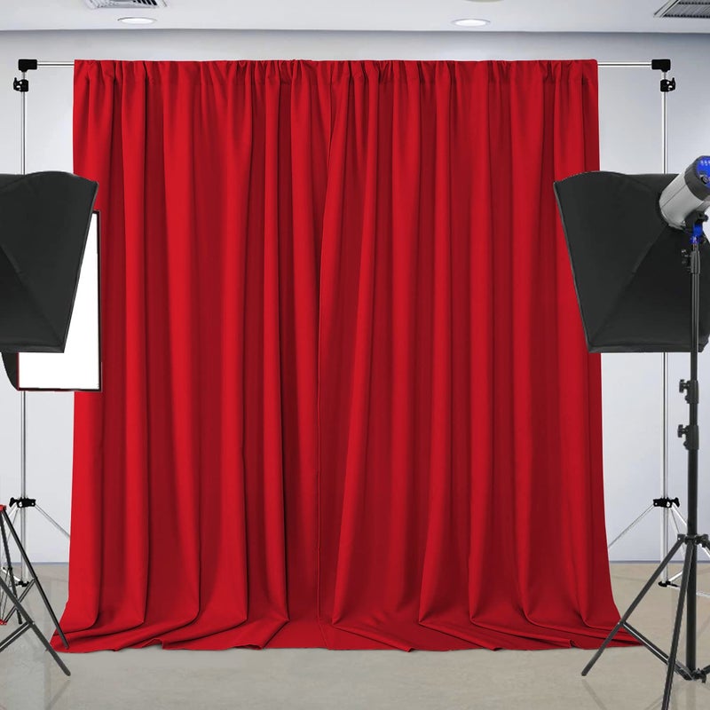 Joydeco Christmas Red Backdrop Curtain for Parties Photography Backdrop Drapes for Wedding Background Decorations Wrinkle Free 5ft x 10ft Set of 2 Panels Curtains with Rod Pockets