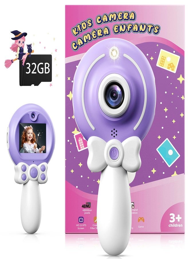 TEKFUN Kids Camera Toy for Girls - Birthday Girl Gifts with Magic Wand Design - Digital Video Camera for Kids with 32GB SD Card - Easter Basket Essentials for Girl 2 3 4 5 6 Year Olds, Purple - Image 1