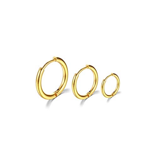 Vishoca Surgical Stainless Steel Hoop Earrings 8mm/10mm/12mm Small Huggie Hoop Earrings for Women and Men - Image 2