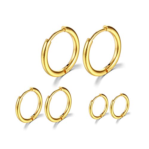Vishoca Surgical Stainless Steel Hoop Earrings 8mm/10mm/12mm Small Huggie Hoop Earrings for Women and Men - Image 1