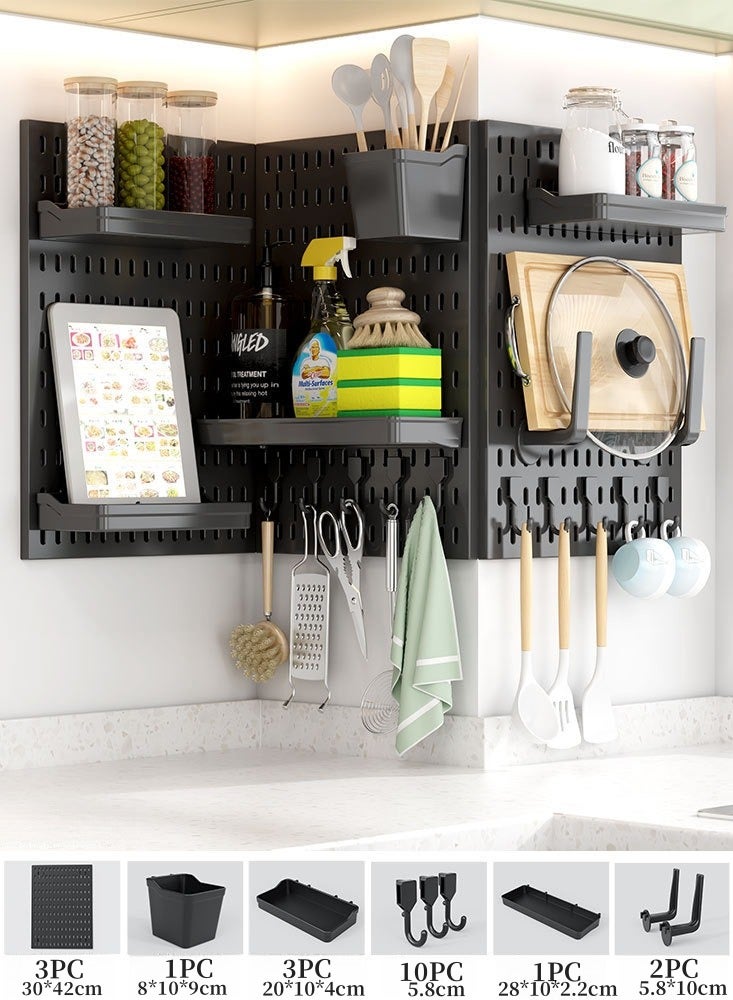 Pegboard Wall Mount Display Pegboard Combination Kit for Living Room Gaming Room,Pegboard Hanging for Wall Organizer Pegboard Holder for Organizing (black) - Image 1