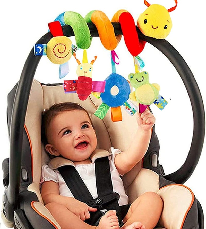 FPVERA Baby Crib Bed Hanging Rattles Toys with Ringing Bell Worm Crib Around Rattle Bell Cartoon Insect Spiral Hanging Toy for Infants Bed Stroller Car Seat Bar for Babies Boys and Girls - Image 1