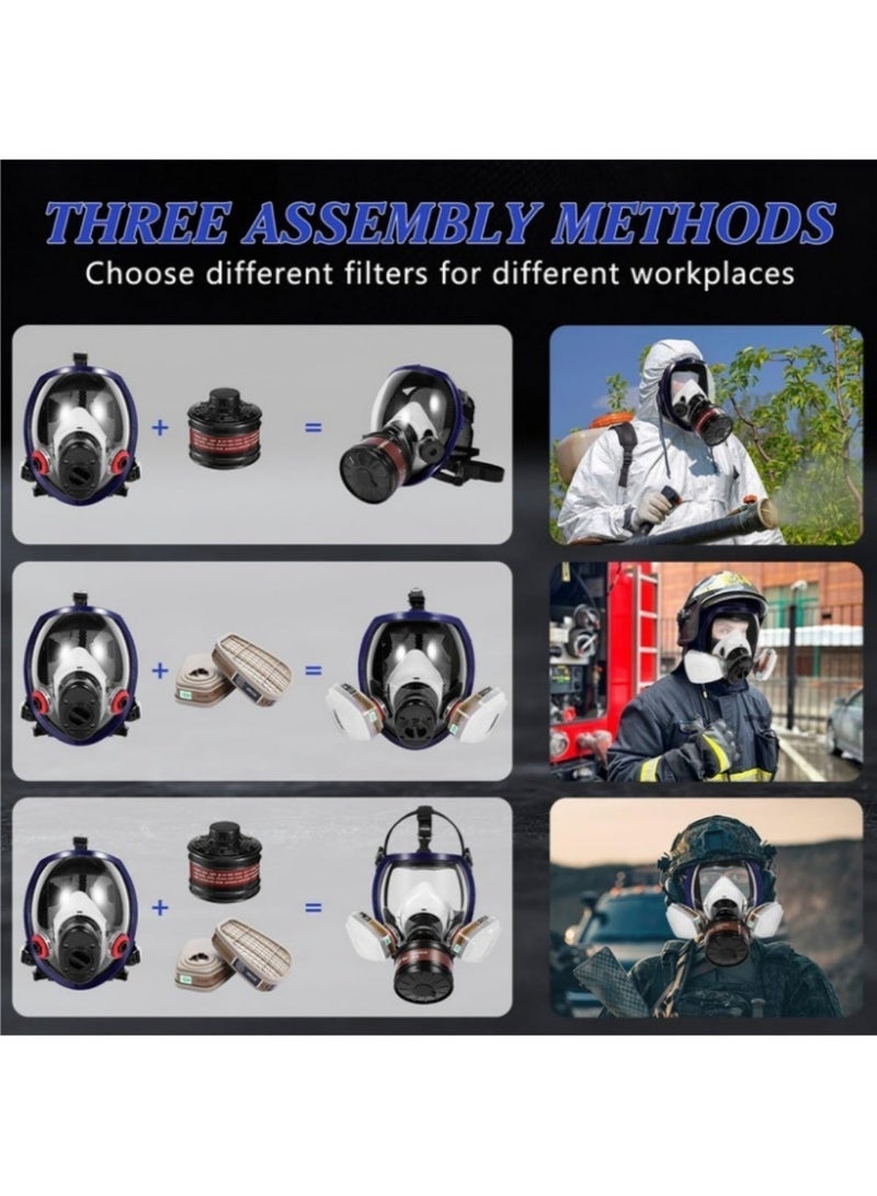 excitat Respirator Mask, Respirator with Filter and Goggles for ChemicalsMilitary, Grade Silicone Respirator with 40mm . 6001 Activated Carbon Filters, Anti-Fog Wide-View PC Lens, Adjustable 5-Point Head Straps, For Paint Dust Soldering Construction Sanding Woodworking Welding, Spray & Emergency Use etc. - Image 5