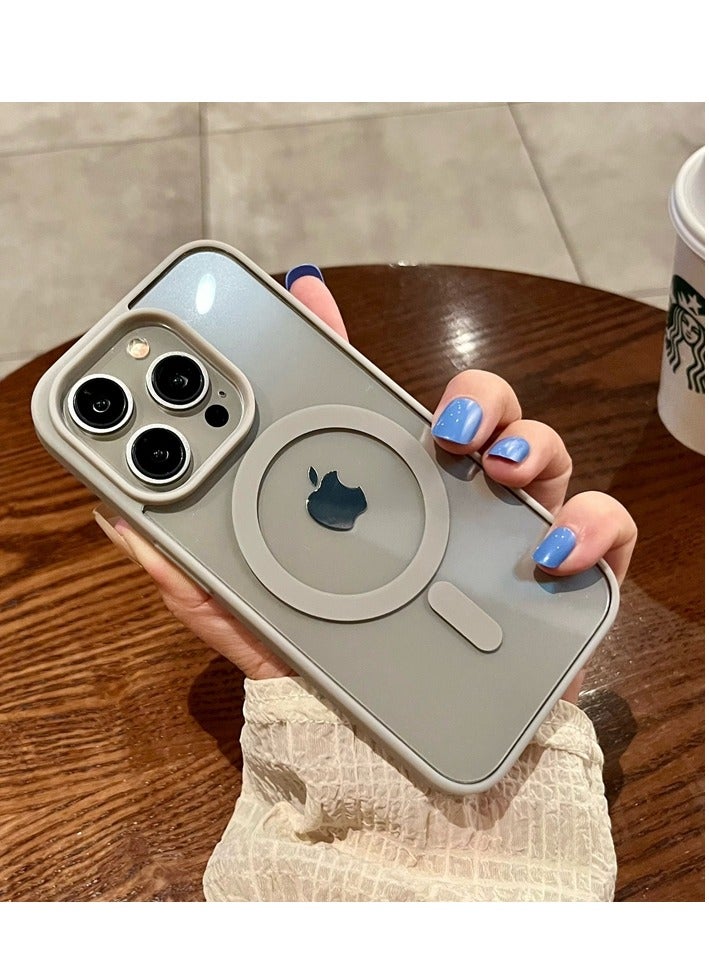 AROAQ Magnetic Clear Phone Case For Iphone,  Wireless Charge Magsafe Transparent Case, Anti-scratch Drop Protection Magnetic Case For Iphone 15 Pro Max, 15 Plus, Pro, ( Gray ) - Image 1