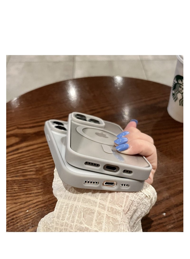 AROAQ Magnetic Clear Phone Case For Iphone,  Wireless Charge Magsafe Transparent Case, Anti-scratch Drop Protection Magnetic Case For Iphone 15 Pro Max, 15 Plus, Pro, ( Gray ) - Image 4