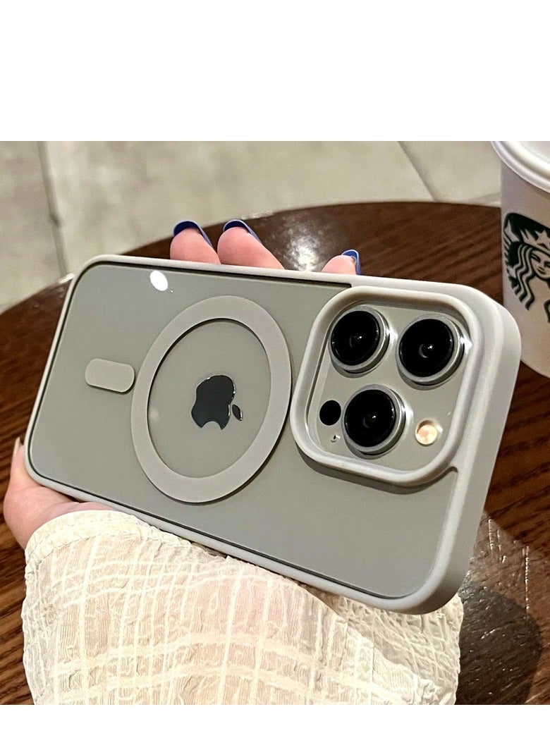 AROAQ Magnetic Clear Phone Case For Iphone,  Wireless Charge Magsafe Transparent Case, Anti-scratch Drop Protection Magnetic Case For Iphone 15 Pro Max, 15 Plus, Pro, ( Gray ) - Image 3