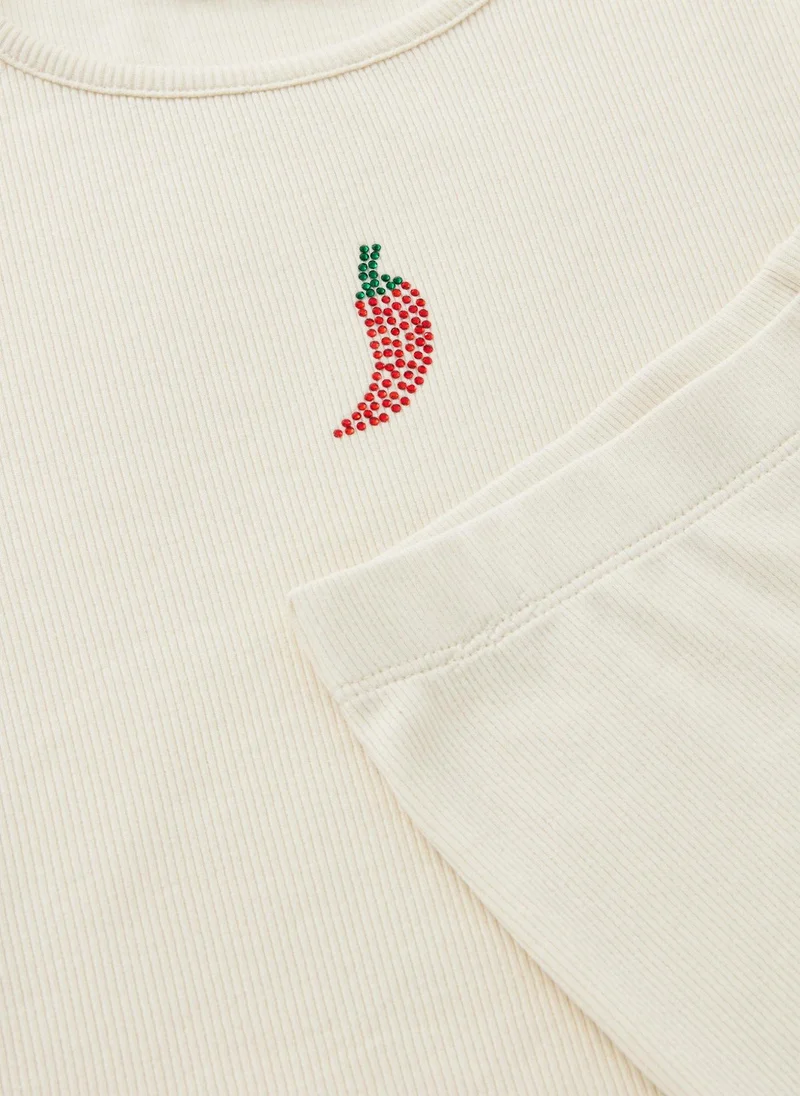 ماتلان Girls Cream Chilli Ribbed Top & Short Set