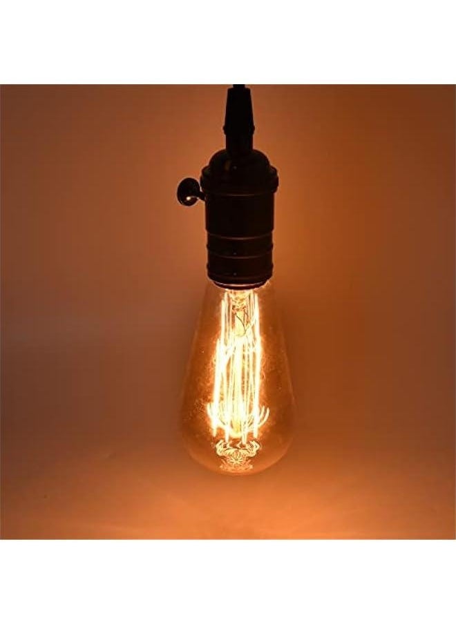 Generic - Vintage Bulb Cord Edison Socket lamp Plug Pendant Light with Dimmer , E27/E26 Ceiling Cord Lamp Kits Practical Retro sty1e Lighting Equipment for Base Bulbs with Plug Switch US Plug 110V240V (Black) - Image 1