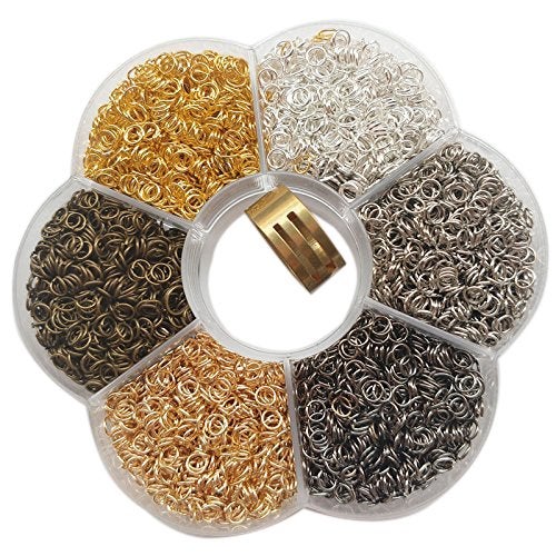Chenkou Craft 1 Box 6 Colors 5000pcs Open Jump Ring & Ring Jewelry Keychain Making 4mm with 1 pc Jump Ring Open/Close Tool and 1 pc Clear Box (4mm) - Image 1