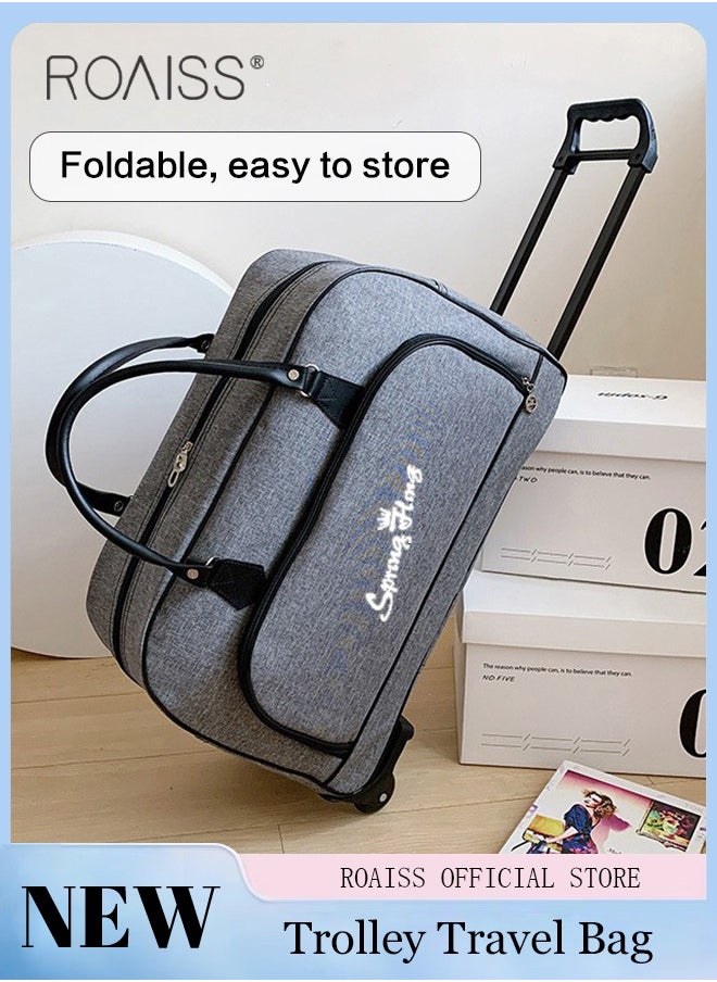 roaiss Unisex Trolley Travel Bag Oxford Fabric Premium Large Capacity Foldable Multifunctional Luggage Bag with Various Carrying Methods Waterproof Sports Fitness Bag with Smooth Zipper and Wheels  - Image 1