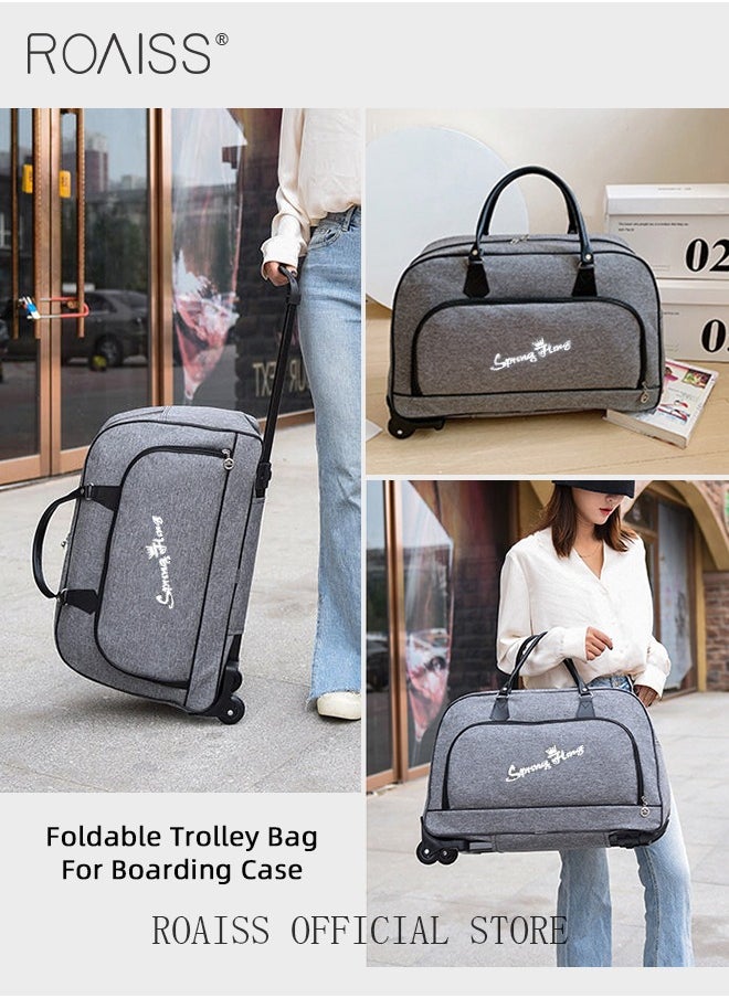 roaiss Unisex Trolley Travel Bag Oxford Fabric Premium Large Capacity Foldable Multifunctional Luggage Bag with Various Carrying Methods Waterproof Sports Fitness Bag with Smooth Zipper and Wheels  - Image 2
