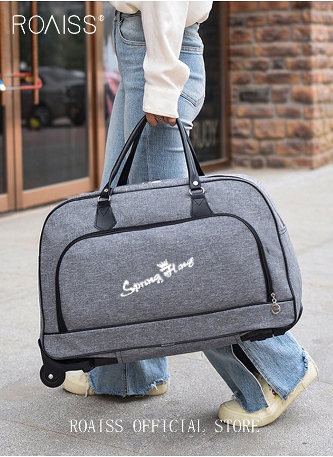 roaiss Unisex Trolley Travel Bag Oxford Fabric Premium Large Capacity Foldable Multifunctional Luggage Bag with Various Carrying Methods Waterproof Sports Fitness Bag with Smooth Zipper and Wheels  - Image 3