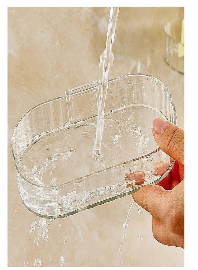 Krizkey® 1 Pc's Soap Holder for Bathroom/soap case/self-Adhesive soap Holder/soap Stand for Bathroom/Self Draining Transparent Acrylic Soap Dish Holder Drill- Free (Pack of 1) - Image 3