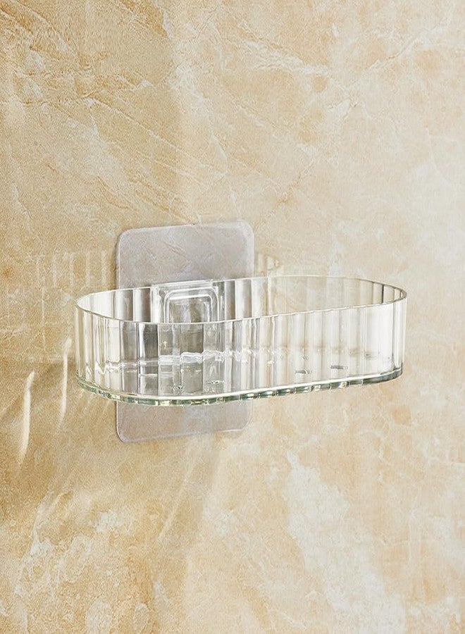 Krizkey® 1 Pc's Soap Holder for Bathroom/soap case/self-Adhesive soap Holder/soap Stand for Bathroom/Self Draining Transparent Acrylic Soap Dish Holder Drill- Free (Pack of 1) - Image 1