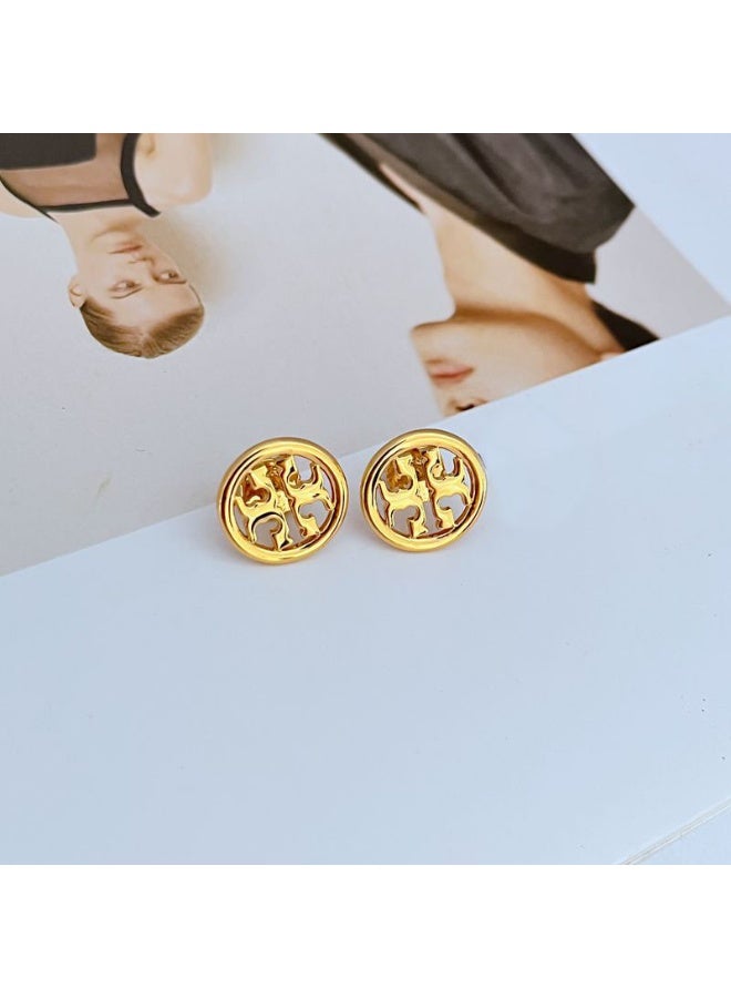 Burch Tory  Women's Lacquered Raised Logo Stud Earrings - Image 1