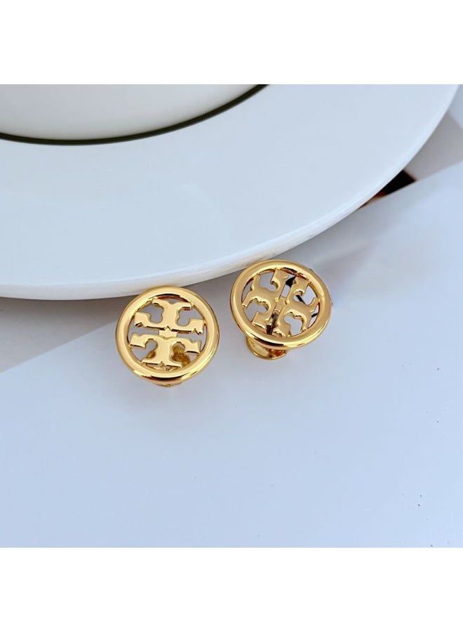 Burch Tory  Women's Lacquered Raised Logo Stud Earrings - Image 2