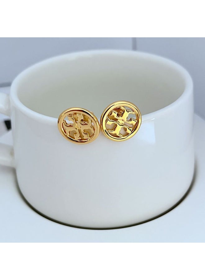 Burch Tory  Women's Lacquered Raised Logo Stud Earrings - Image 4