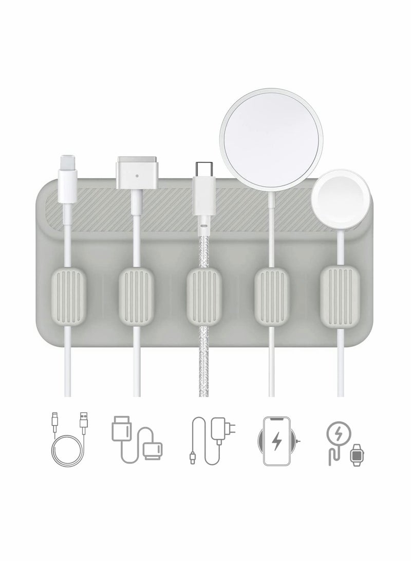 Magnetic Cable Management Holder - 5 Clips for Lightning & USB C Cords, Sticks to Wood, Metal, Glass & Marble  - Image 4