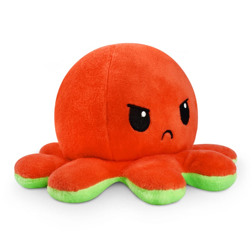 TeeTurtle - The Original Reversible Octopus Plushie - Red + Green - Cute Sensory Fidget Stuffed Animals That Show Your Mood, 4 inch - Image 1