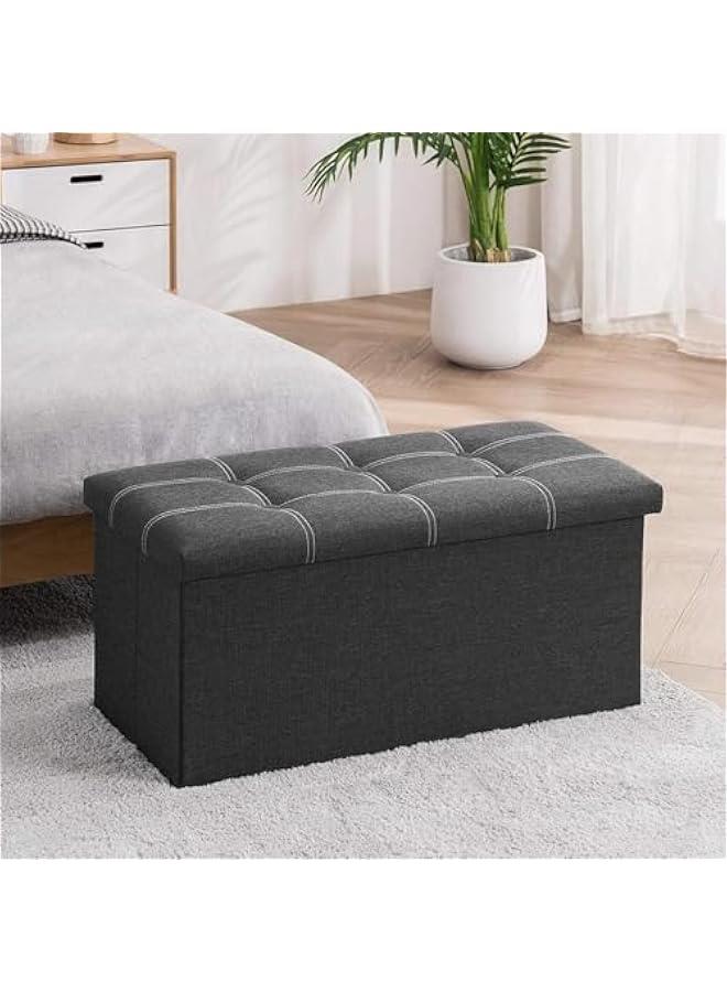 MIXDE Storage Stool,Foldable Storage Ottoman Box,Padded Seat for Dorm Living Room,Versatile Space-Saving Storage Toy Box,for Bedroom Hallway (Grey, 38 * 76 * 38cm) - Image 1