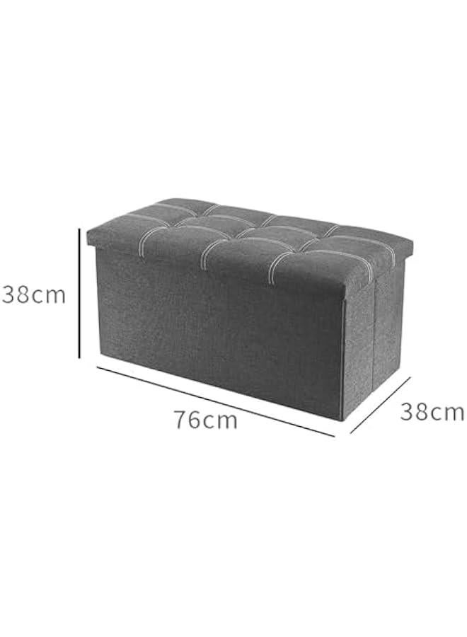 MIXDE Storage Stool,Foldable Storage Ottoman Box,Padded Seat for Dorm Living Room,Versatile Space-Saving Storage Toy Box,for Bedroom Hallway (Grey, 38 * 76 * 38cm) - Image 2
