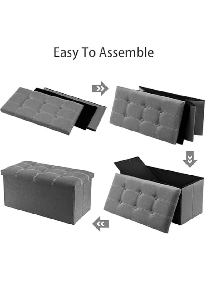 MIXDE Storage Stool,Foldable Storage Ottoman Box,Padded Seat for Dorm Living Room,Versatile Space-Saving Storage Toy Box,for Bedroom Hallway (Grey, 38 * 76 * 38cm) - Image 4