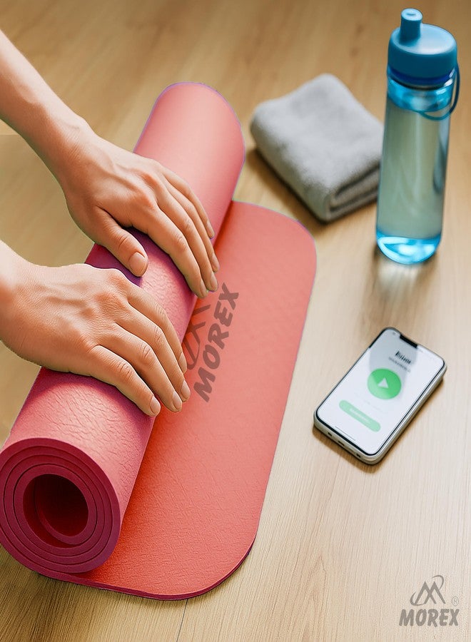 MOVEX Morex Yoga Mats for Women & Men - Premium Anti-Slip Exercise Mat for Home Workouts, Gym, Pilates, Yoga & Meditation | Non-Toxic, Eco-Friendly Workout Mat for Kids, Adults & Beginners (Pink, 4mm) - Image 2