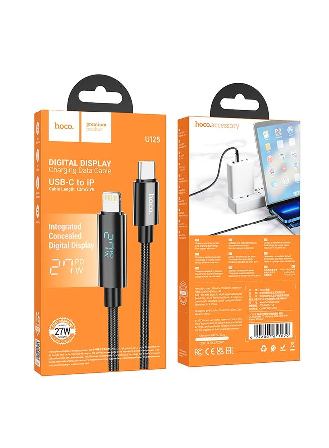 hoco U125 Benefit 1.2m Type-C to 8 Pin PD Fast Charging Data Cable with Display(Black) - Image 4