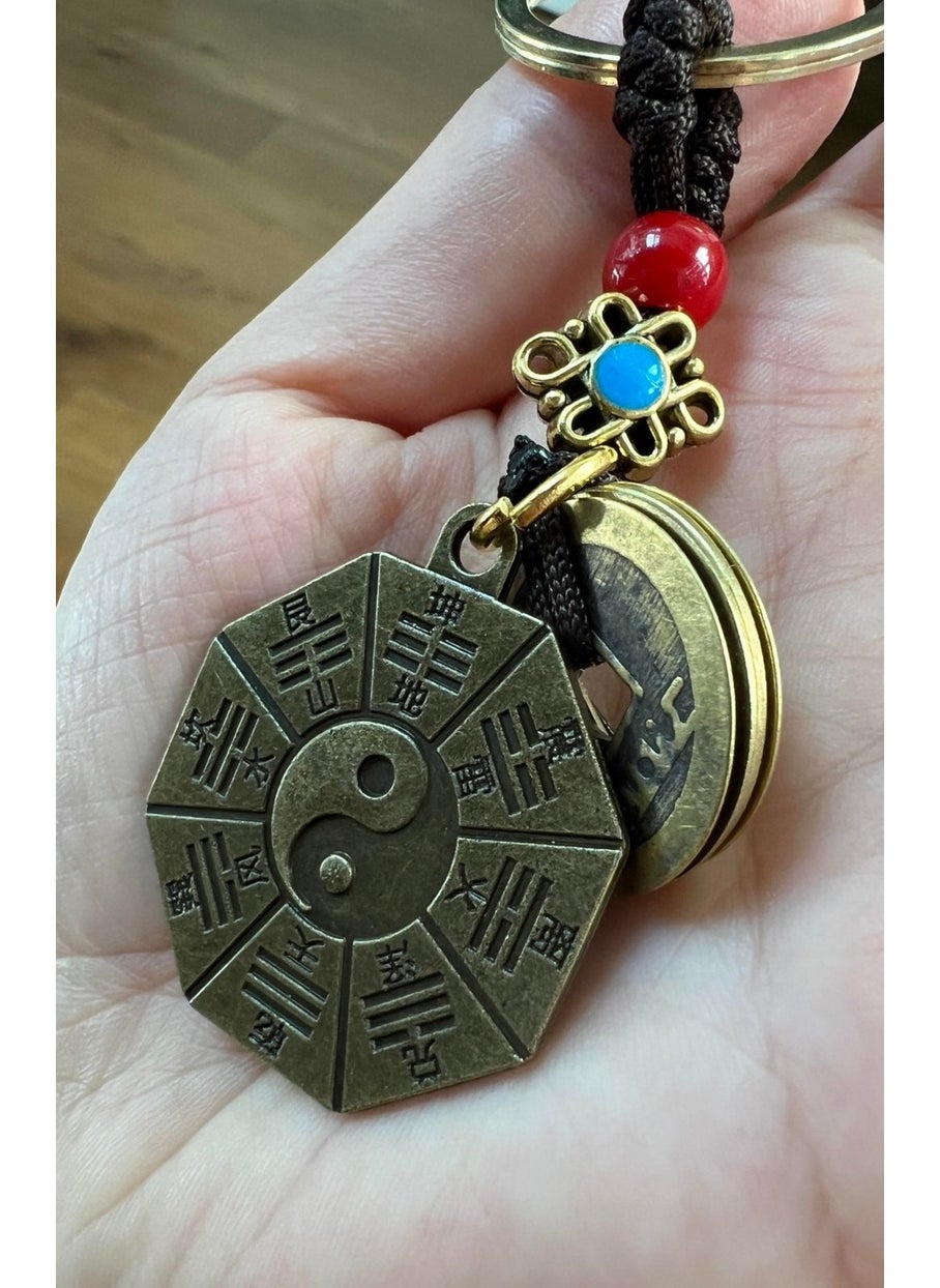 Miamantra - Feng Shui Bagua Mirror and Chinese Lucky Coins Figured Keychain - Image 1
