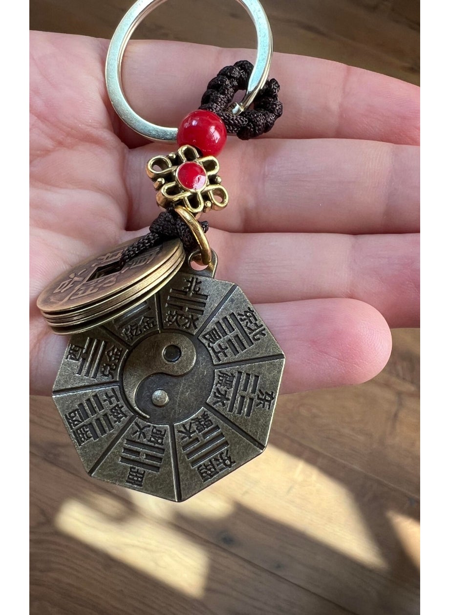 Miamantra - Feng Shui Bagua Mirror and Chinese Lucky Coins Figured Keychain - Image 1