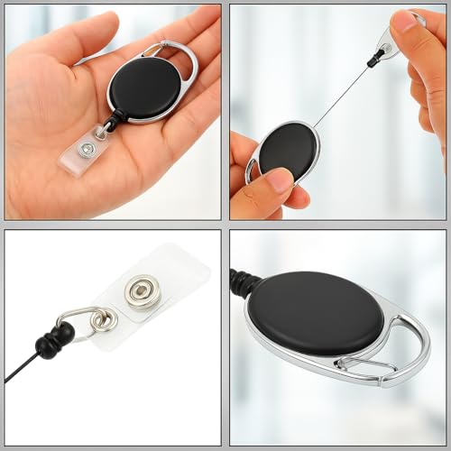 AccuPrints Pack of 2 Sliding Badge Holder Hard Black Vertical Plastic Card Case Protector with Retractable Badge Reel Carabiner for Office School ID Credit Proximity Key Card Driver’s License and Pass - Image 4