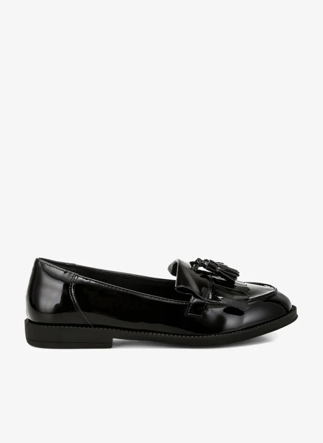 London Rag Woman's Tassel Faux Leather Loafers in Black