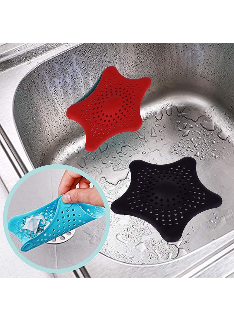 MALL Sky Mall Silicone Star Shaped Sink Filter Bathroom Hair Catcher Drain Strainers Cover Trap for Basin Random Color Standard 3 pcs  - Image 1