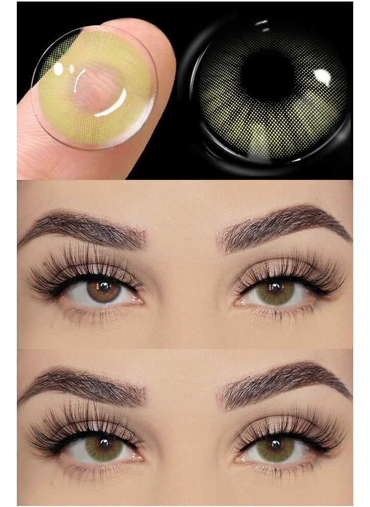 UYAAI Natural Green Contacts Yearly Colored Contact Lenses, Unisex Cosmetic Contact Lenses, Natural Fashion Lenses, With Case  - Image 2