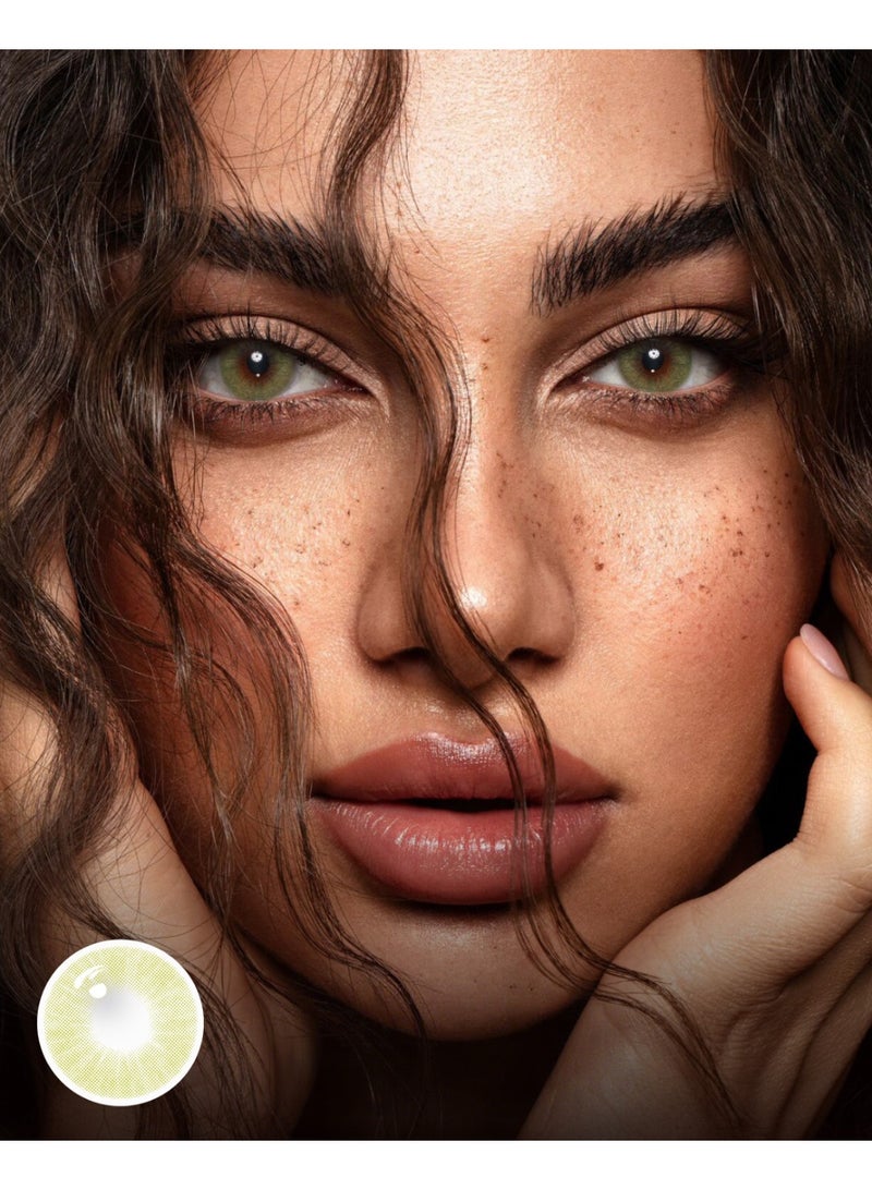 UYAAI Natural Green Contacts Yearly Colored Contact Lenses, Unisex Cosmetic Contact Lenses, Natural Fashion Lenses, With Case - Image 1