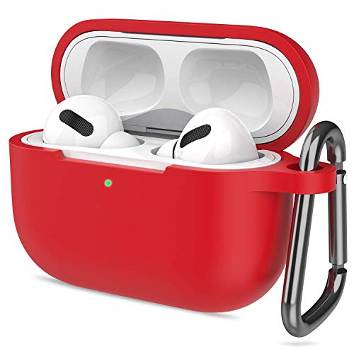 OJOS Elastomers Case with Keychain for EarPods Pro, Red - Image 1