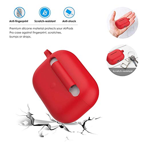 OJOS Elastomers Case with Keychain for EarPods Pro, Red - Image 4