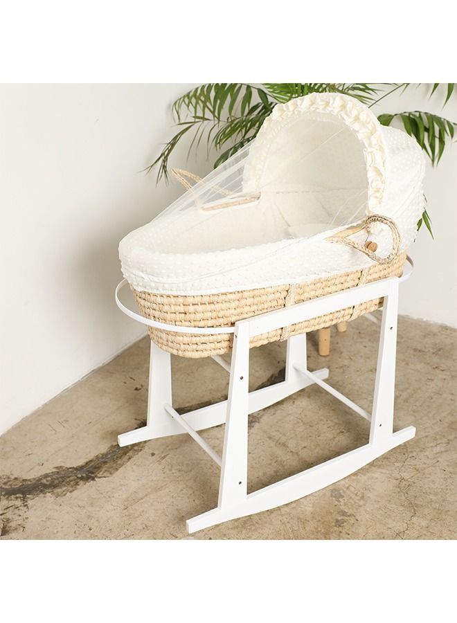 Portable Baby Moses Basket Cot With Durable Rocking Stand (off white)  - Image 2